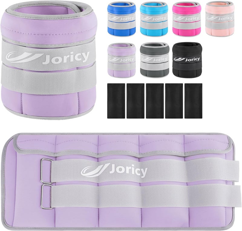 JORICY Adjustable Ankle Weights for Women Men 1/2/3/4/5/6/8/10/12/20 LBS 1 Pair Wrist Leg Arm Weights with Removable Weight Strength Training Weight for Walking Running Fitness Physical Therapy - Image 1